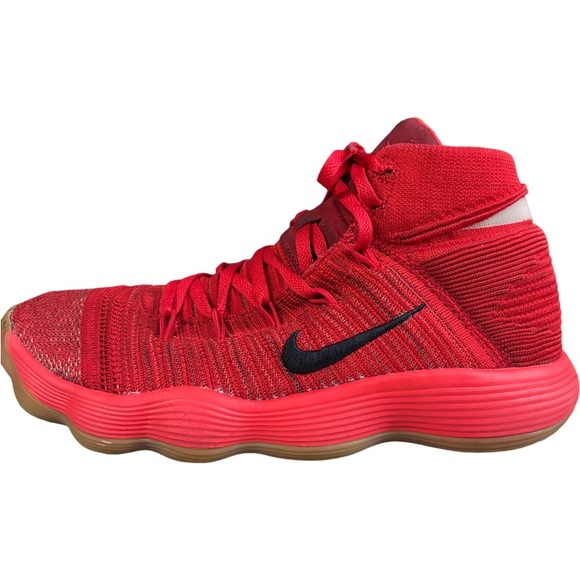 NIKE Men's "React Hyperdunk Flyknit" Red Shoes 917726-600 Size 12 - Picture 2 of 9